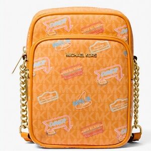 Michael Kors Orange Jet Set Crossbody Bag with patches. Brand New NWT